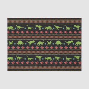 Papel De Seda Ilha justa bordada malha dos dinossauros do Natal