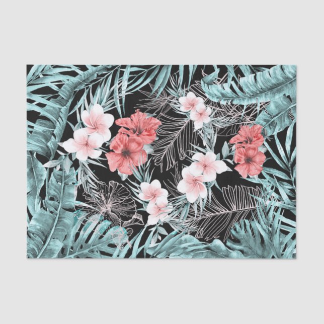 Papel De Seda Ilha Tropical de Luau, Elegante rosa Dourada (Frente )