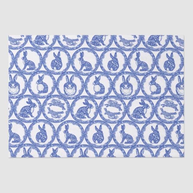 Papel De Seda Ilha Whimsical Blue Willow Rabbit Wraps (Frente )