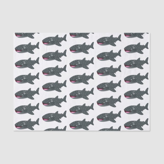 Papel De Seda Ilustração animada feliz de tubarão-baleia-branca (Frente )