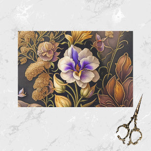 Papel De Seda Ilustração bonito de Deco de Arte com Flor Roxo