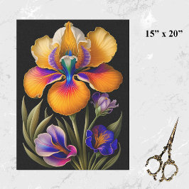 Papel De Seda Ilustração Botânica Amarela Floral