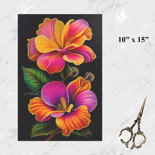 Papel De Seda Ilustração Botânica Amarela Floral Pequena