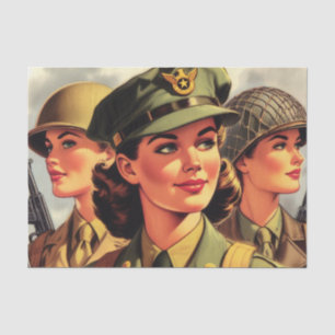 Papel De Seda Ilustração da Mulher Soldier Vintage