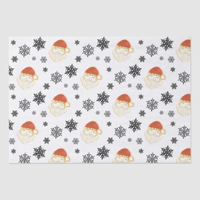 Papel De Seda Ilustração da Neve Papai Noel Natal (Frente )