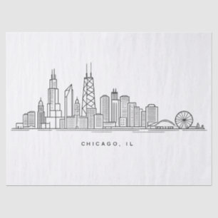 Papel De Seda Ilustração da Paisagem Urbana de Chicago IL