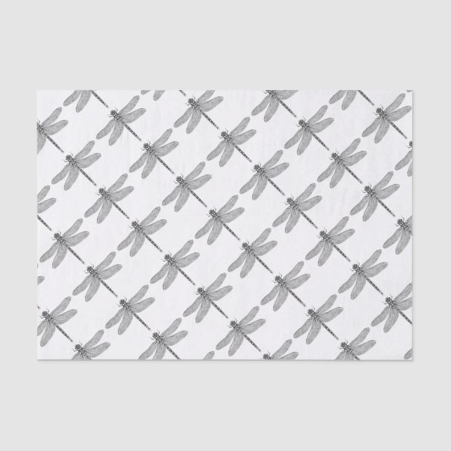 Papel De Seda Ilustração da tinta da libélula (Frente )