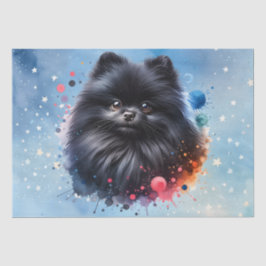 Papel De Seda Ilustração de aquarela pomeraniana preta