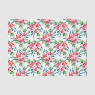Papel De Seda Ilustração de Aquarelas de Padrão de Rosas Rosa