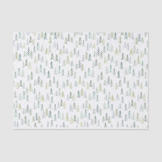 Papel De Seda Ilustração de Árvore Natal Watercolor  (Frente )