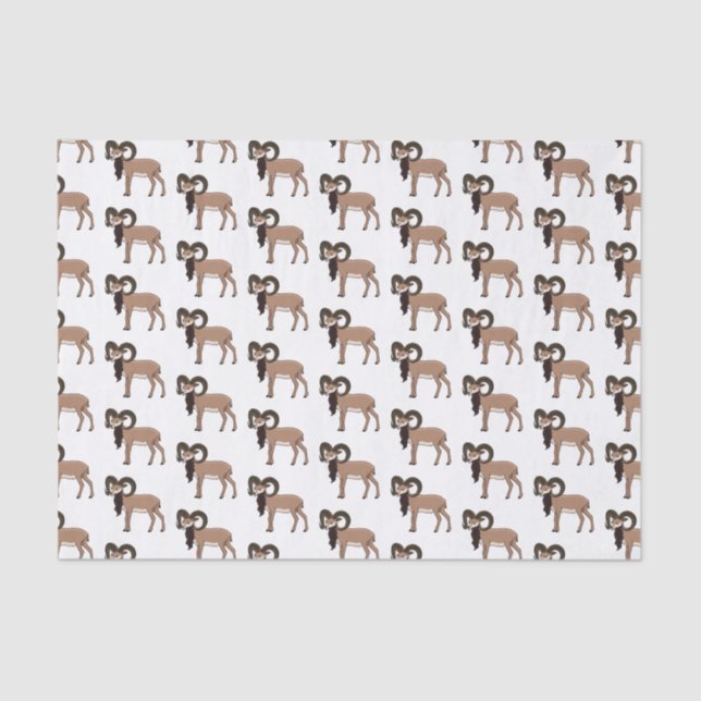 Papel De Seda Ilustração de cabra Mouflon (Frente )