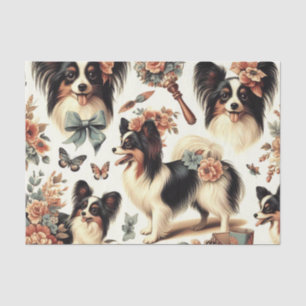 Papel De Seda Ilustração de Cachorro Cachorro Cachorro Papillon