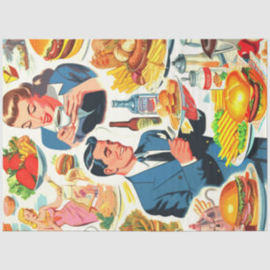 Papel De Seda Ilustração de Comidas da Vintage 1950s