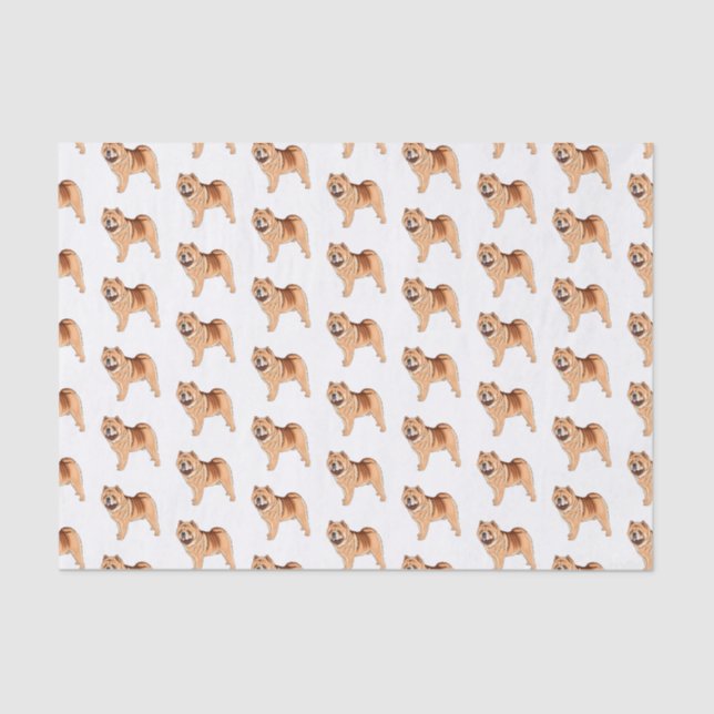 Papel De Seda Ilustração de desenho animado de cão Chow Chow (Frente )