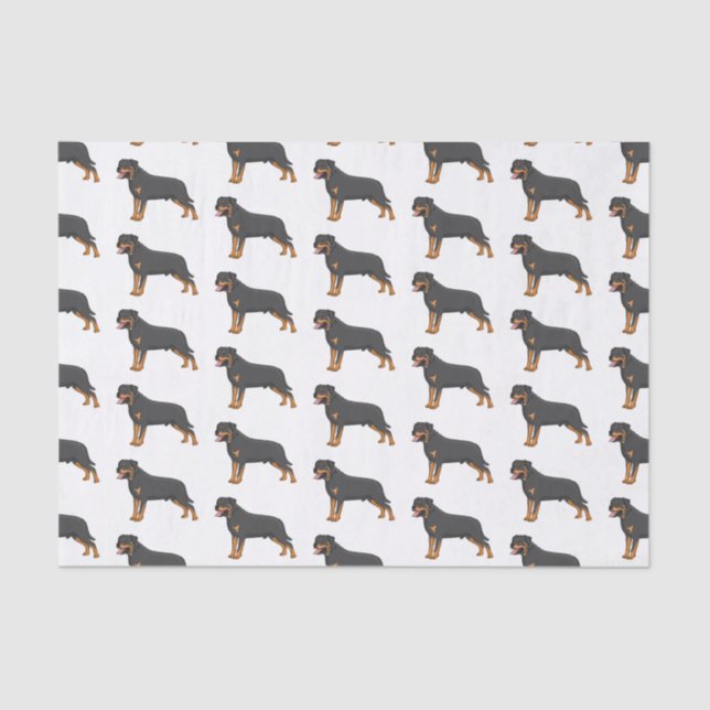 Papel De Seda Ilustração de desenho animado de cão rottweiler (Frente )