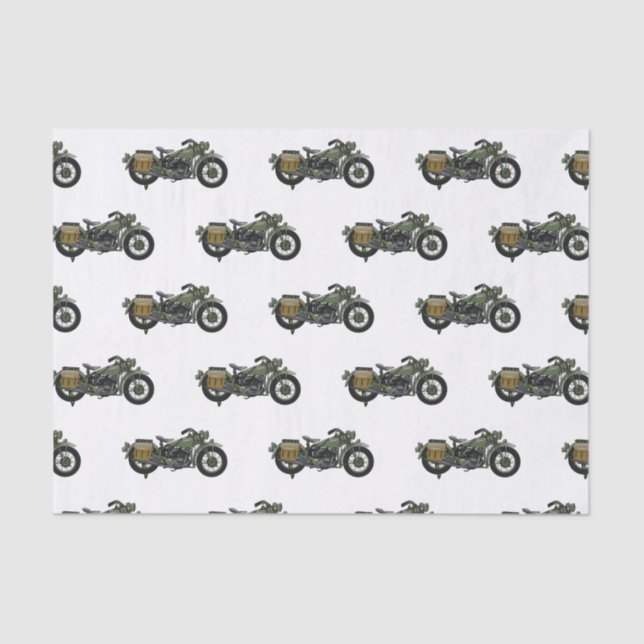 Papel De Seda Ilustração de desenho animado de motocicleta milit (Frente )