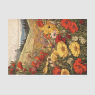 Papel De Seda Ilustração de flores silvestres do Vale Semi-Abstr