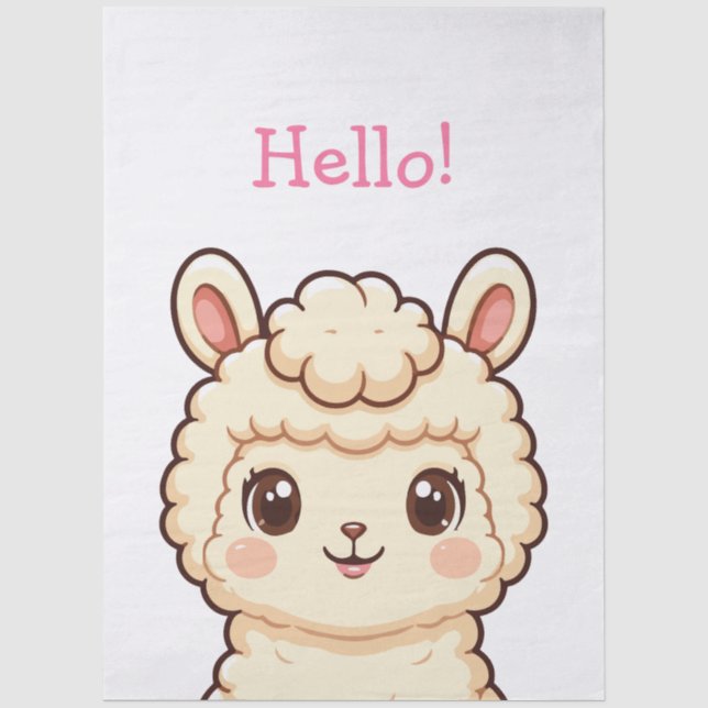 Papel De Seda Ilustração de lhama fofa design (Frente )