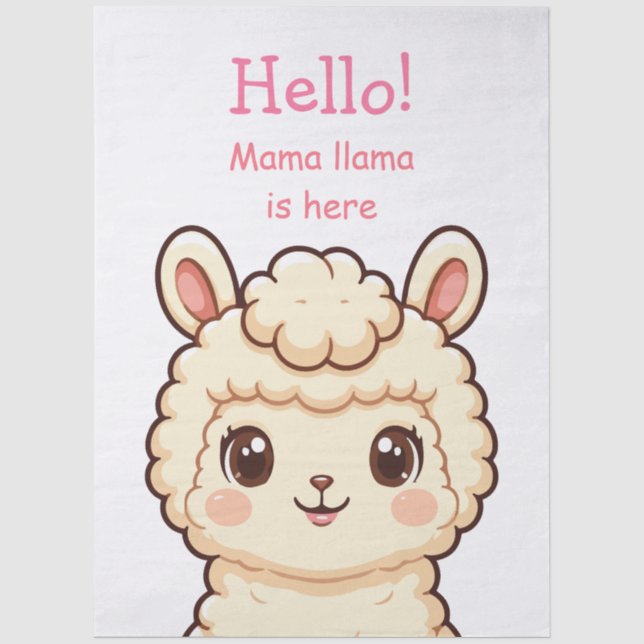 Papel De Seda Ilustração de lhama fofa design (Frente )