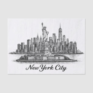 Papel De Seda Ilustração de Linha do Horizonte de Nova York