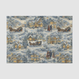 Papel De Seda Ilustração de Natal de uma Aldeia Vitoriana Nevada