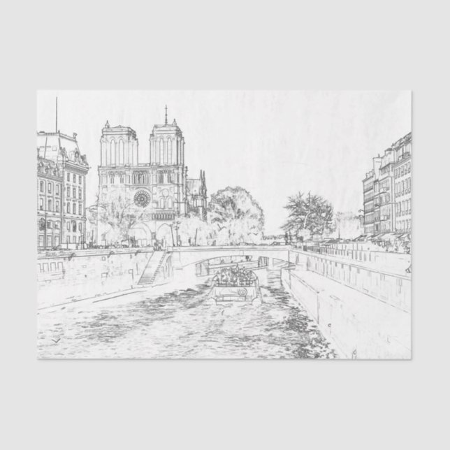 Papel De Seda Ilustração de Notre Dame de Paris (Frente )