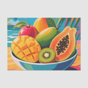 Papel De Seda Ilustração de Tigela de Frutas Tropicais