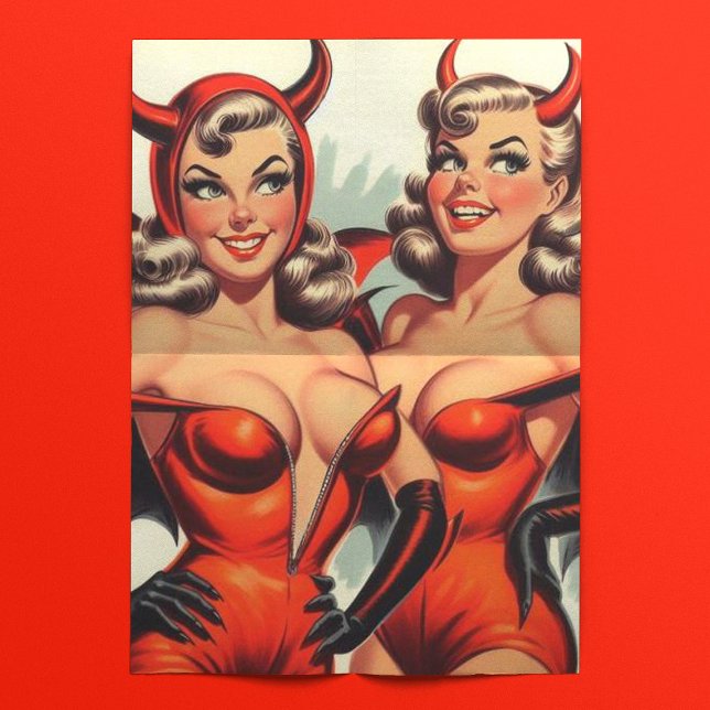 Papel De Seda Ilustração de Vintage Devil Girls (Criador carregado)