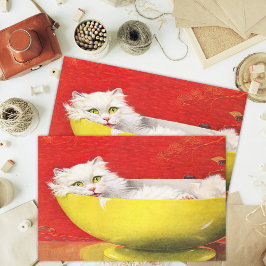 Papel De Seda Ilustração de Vintage Gato na Decoupage de Bowl Am