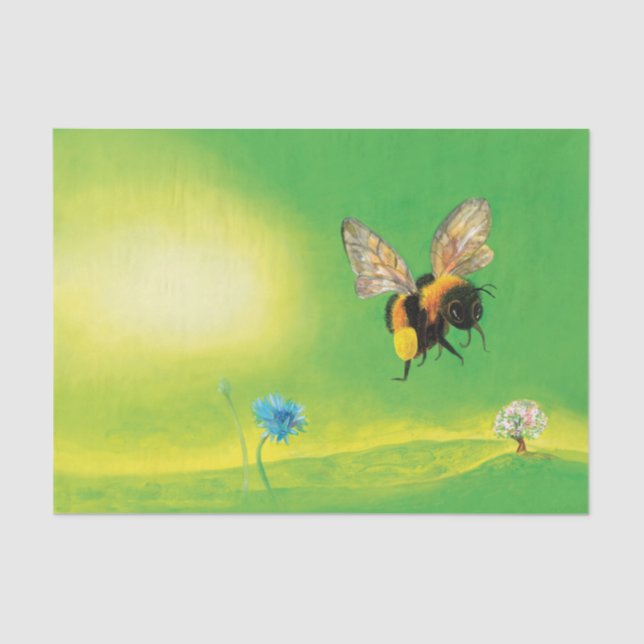 Papel De Seda Ilustração de voo de abelha (Frente )