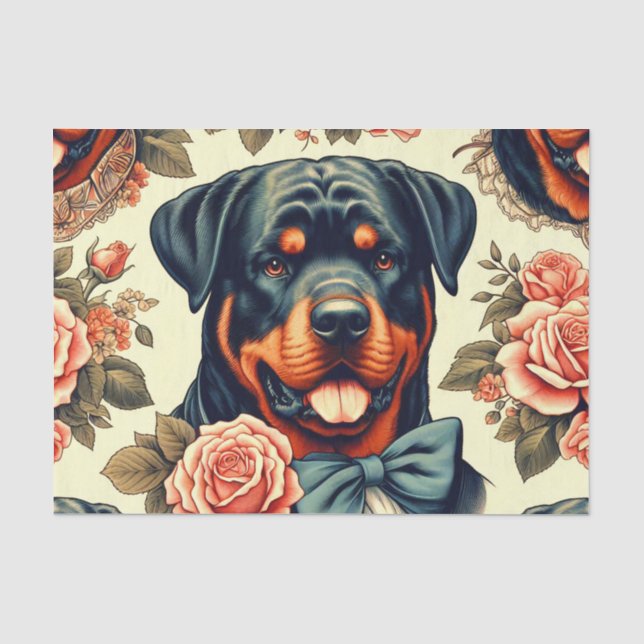 Papel De Seda Ilustração do Rottweiler Retro (Frente )