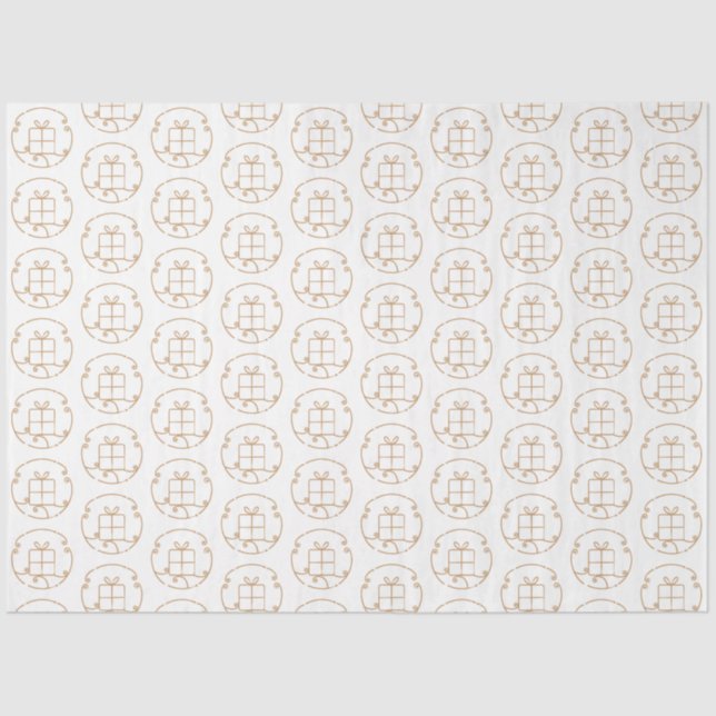 Papel De Seda Ilustração Dourada de Caixa de Presente (Frente )