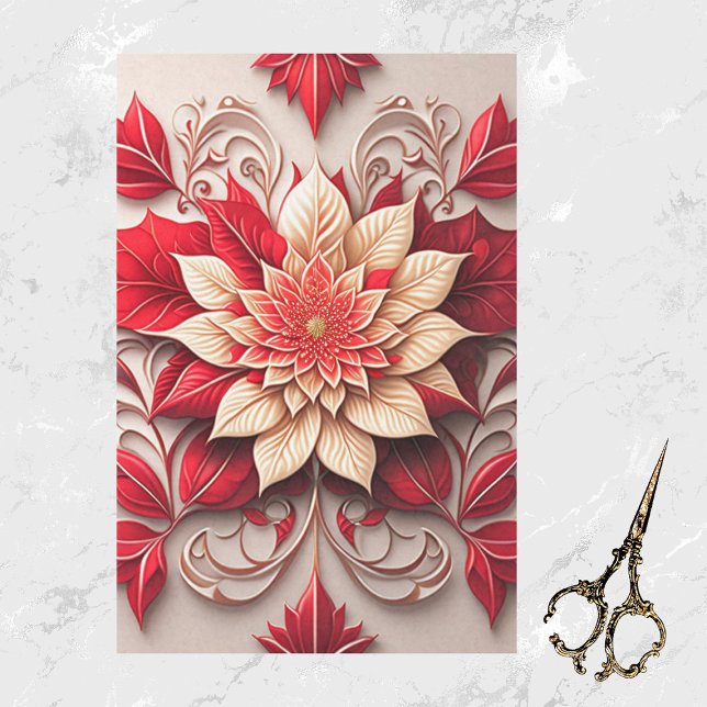 Papel De Seda Ilustração elegante de Poinsettia Branca Floral (Criador carregado)