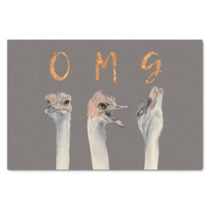 Papel De Seda Ilustração engraçada   OMG da aguarela do pássaro