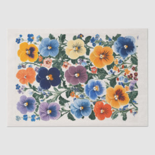 Papel De Seda Ilustração Floral Vibrante Pansy