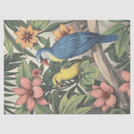 Papel De Seda Ilustração Ousada de Aves Tropicais