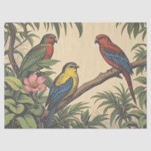 Ilustração Ousada de Aves Tropicais