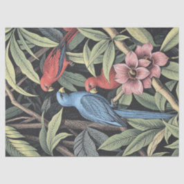 Papel De Seda Ilustração Ousada de Aves Tropicais