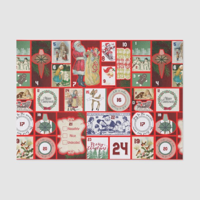 Papel De Seda Ilustração Quadrada do Bloco de Natal Adventício A (Frente )