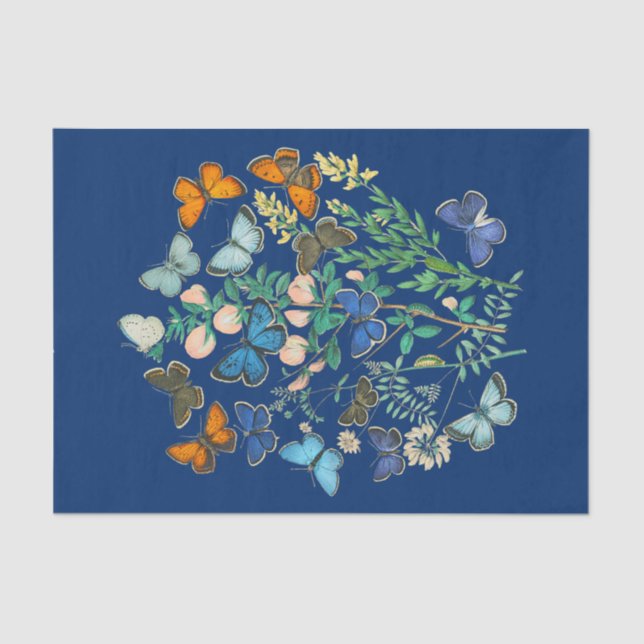 Papel De Seda Ilustração Vintage Wildlife - Jardim Butterfly (Frente )