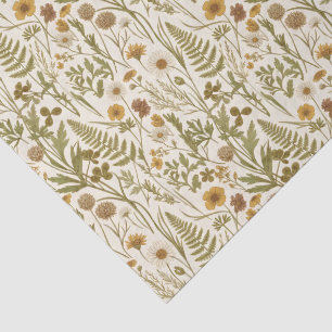 Papel De Seda Ilustrações Botânicas de Flores e Gramíneas Meadow