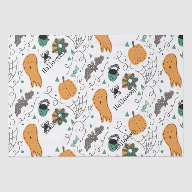 Papel De Seda Ilustrações de Maçãs de Halloween de Pumpkin Fanta (Frente )