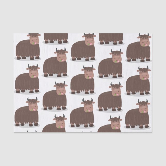 Papel De Seda Imagem animada de relva feliz comendo iaque engraç (Frente )