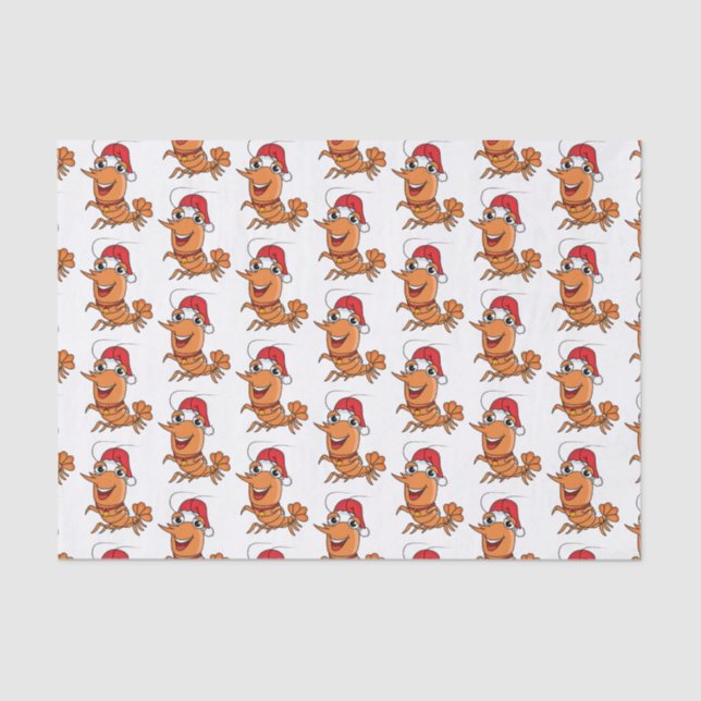 Papel De Seda Imagem de desenho animado de camarão de Natal feli (Frente )