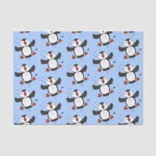 Papel De Seda Imagem de desenho azul de desenho de um puffin bra