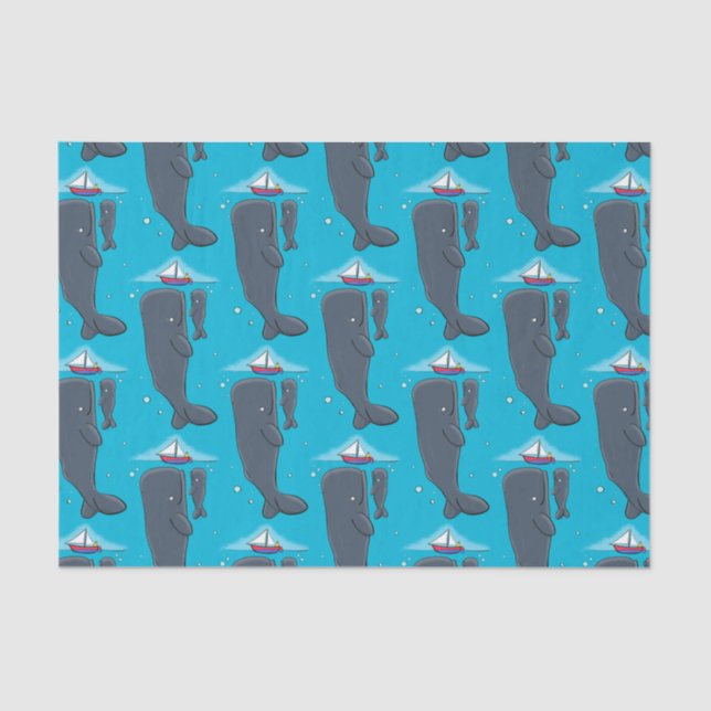 Papel De Seda Imagem de desenhos animados de baleias-brancas e e (Frente )