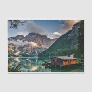 Papel De Seda Imagem de Paisagem do Lago de Montanhas Italianas