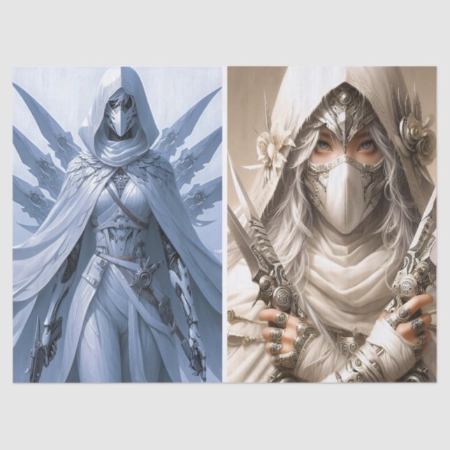 Papel De Seda Imagem dupla do guerreiro feminino na desoupage br (Frente )