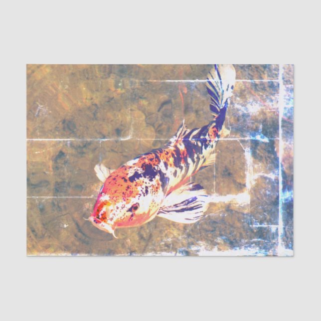 Papel De Seda Imagem Koi Japonesa Semeada (Frente )