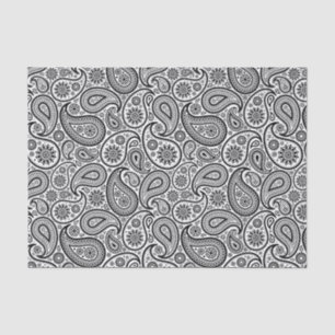 Papel De Seda Imagem Negra Elegante Paisley White Background 2